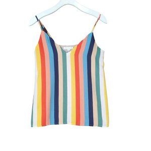 SOCIALITE Womens Tank XSmall V-neck Stripe Rainbow Pride Lined Adjustable Straps
